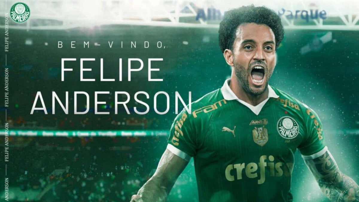 Palmeiras anuncia o meia Felipe Anderson, que chega em julho Palmeiras anuncia o meia Felipe Anderson, que chega em julho