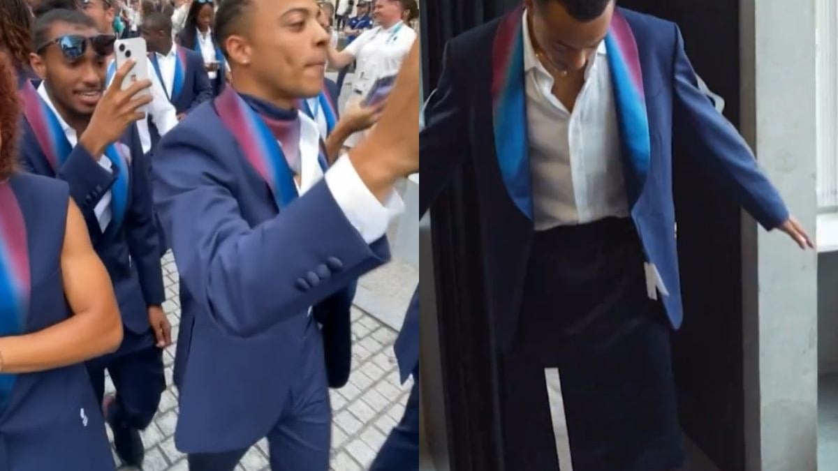 atleta francês que conseguiu permissão para usar saia vai de calça na abertura atleta francês que conseguiu permissão para usar saia vai de calça na abertura