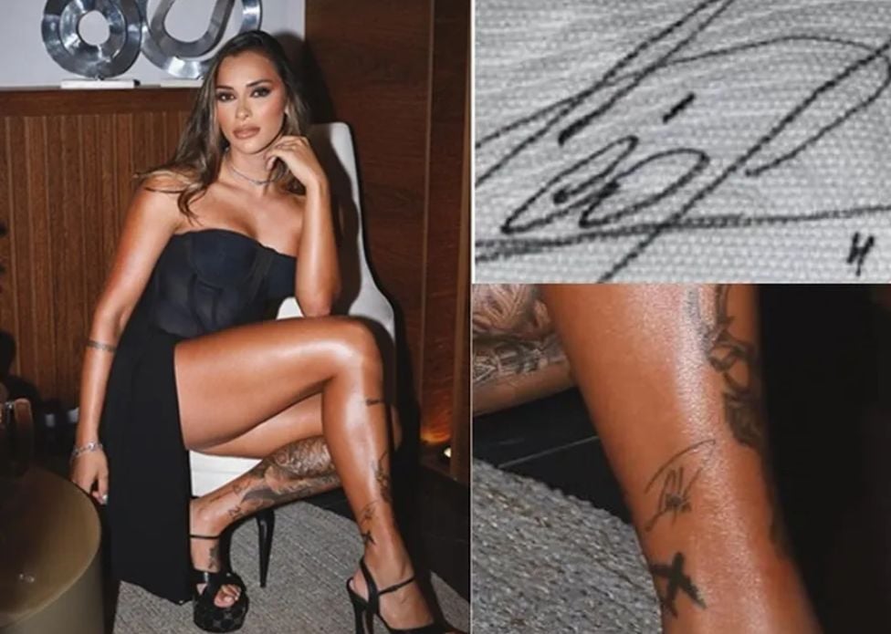 Agora mulher de Militão, Tainá Castro mantém tatuagem com nome do ex Agora mulher de Militão, Tainá Castro mantém tatuagem com nome do ex