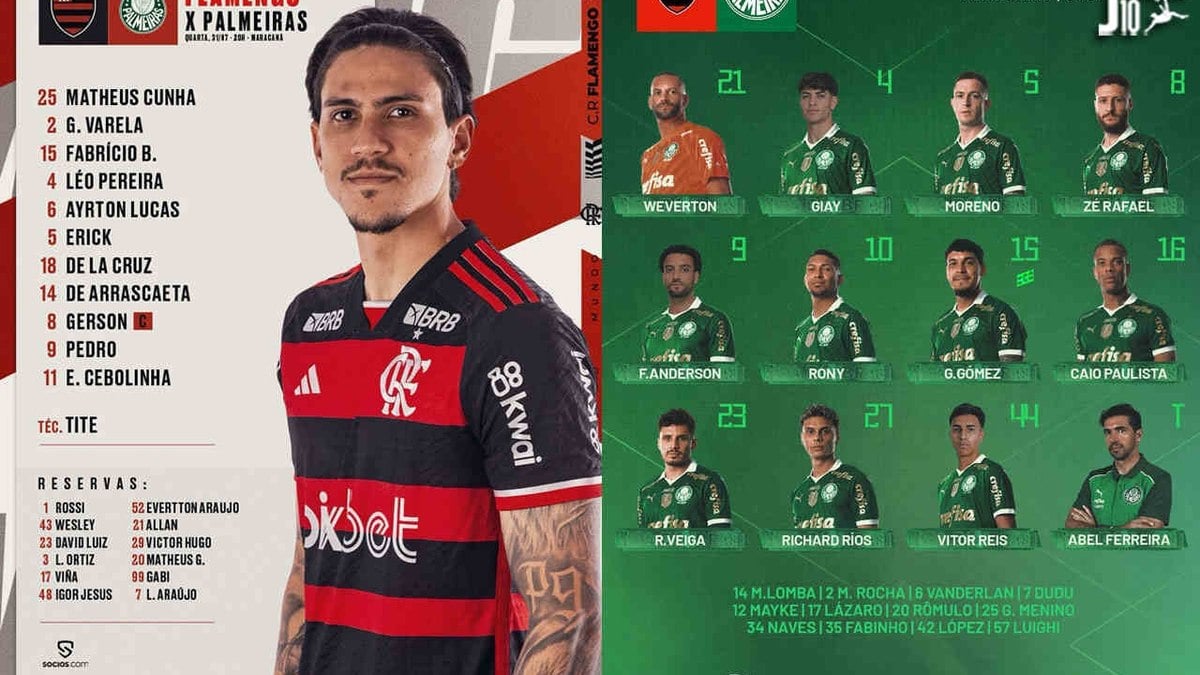 Flamengo e Palmeiras escalados para o jogo desta quarta. Confira! Flamengo e Palmeiras escalados para o jogo desta quarta. Confira!