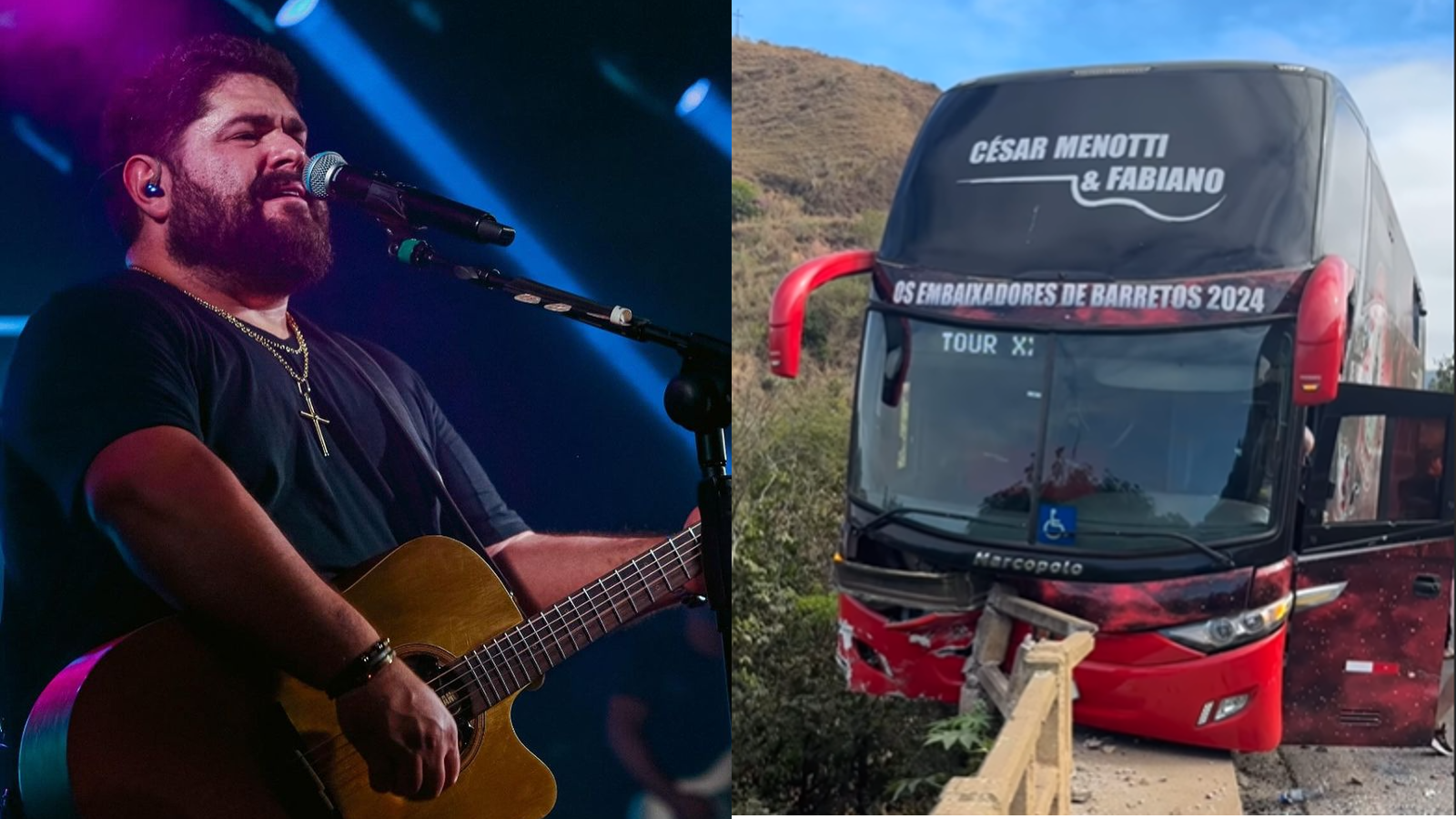 Cesar Menotti fala sobre acidente de ônibus durante show: “Mais um livramento“ Cesar Menotti fala sobre acidente de ônibus durante show: “Mais um livramento“