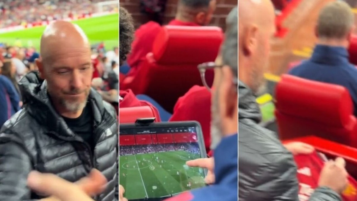 Torcedor curte jogo do Manchester United de ângulo único Torcedor curte jogo do Manchester United de ângulo único