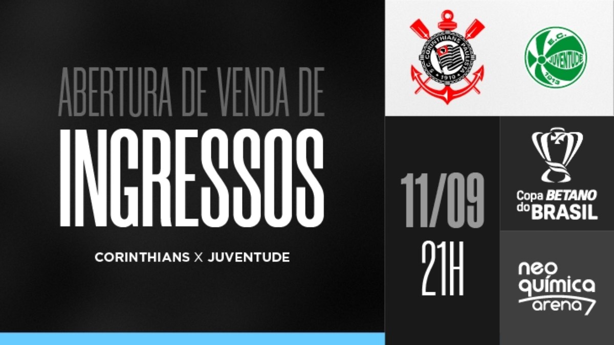 Corinthians divulga informações sobre venda de ingressos para jogo da Copa do Brasil Corinthians divulga informações sobre venda de ingressos para jogo da Copa do Brasil