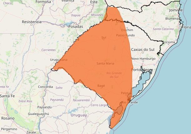 Nova frente fria coloca Rio Grande do Sul em alerta para tempestades com granizo Nova frente fria coloca Rio Grande do Sul em alerta para tempestades com granizo