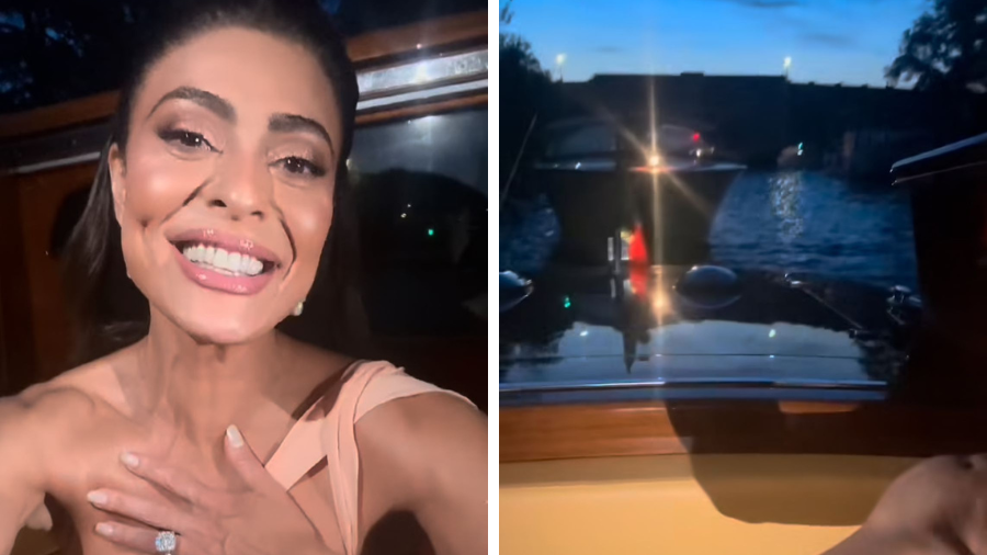 Perrengue chique: Juliana Paes fica presa em engarrafamento de barcos em Veneza Perrengue chique: Juliana Paes fica presa em engarrafamento de barcos em Veneza