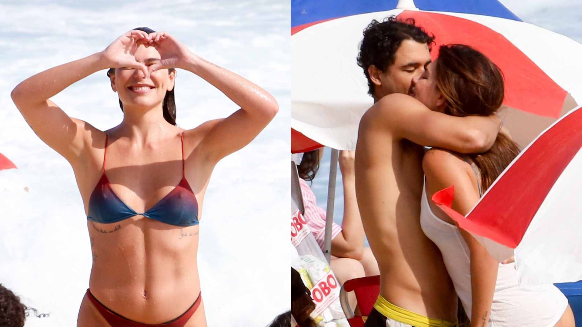 Mariana Goldfarb beija o namorado, Rafael Kemp, em praia do Rio Mariana Goldfarb beija o namorado, Rafael Kemp, em praia do Rio