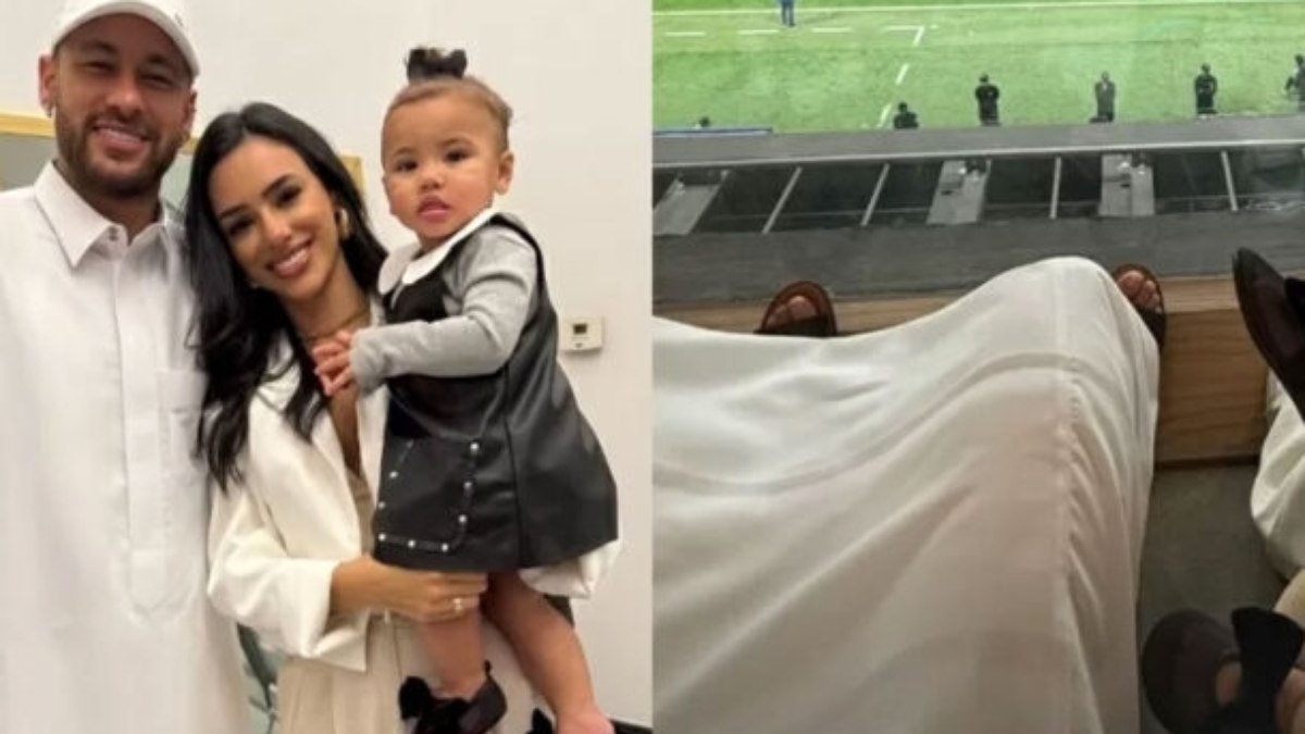 Fora da relação de Jorge Jesus, Neymar vai a jogo do Al-Hilal com traje árabe, filha e noiva Fora da relação de Jorge Jesus, Neymar vai a jogo do Al-Hilal com traje árabe, filha e noiva