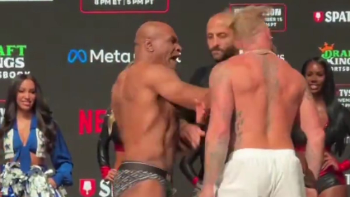 Mike Tyson agride Jake Paul em pesagem antes de luta histórica; veja vídeo Mike Tyson agride Jake Paul em pesagem antes de luta histórica; veja vídeo