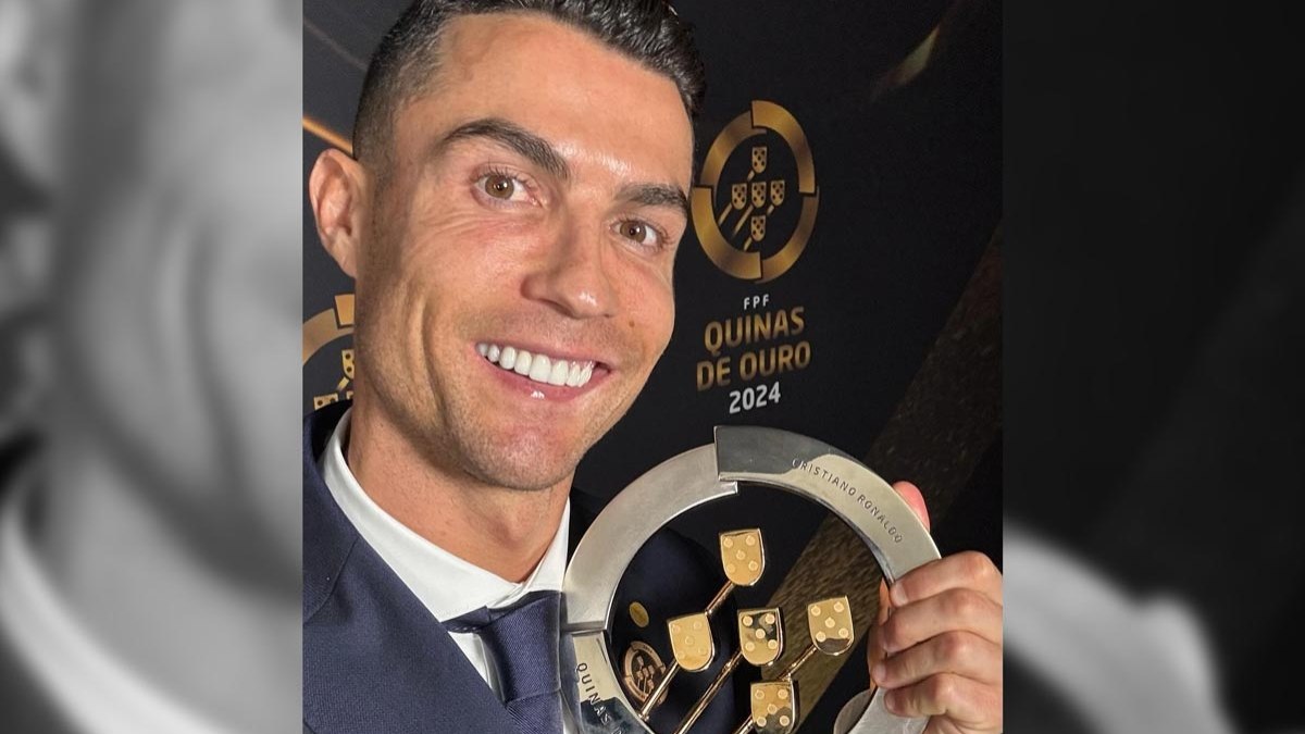 Cristiano Ronaldo exibe premiação em Portugal por ângulo inédito; assista Cristiano Ronaldo exibe premiação em Portugal por ângulo inédito; assista